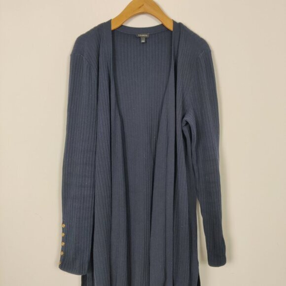 Talbots Sweaters - Talbots Women's Open Front Ribbed Cardigan Navy Blue Size Large Cotton Nautical